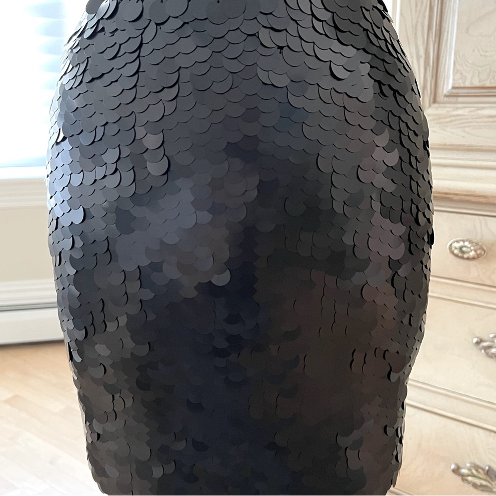 NWT Adrienne Vittadini Black Paillette Sequin Stretch Mini Skirt - Picture 2 of 12